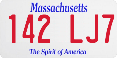 MA license plate 142LJ7