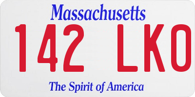MA license plate 142LK0