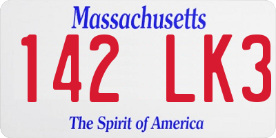 MA license plate 142LK3