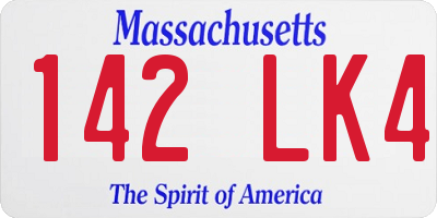 MA license plate 142LK4