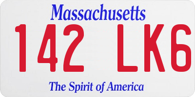 MA license plate 142LK6