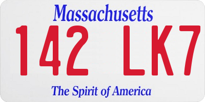 MA license plate 142LK7