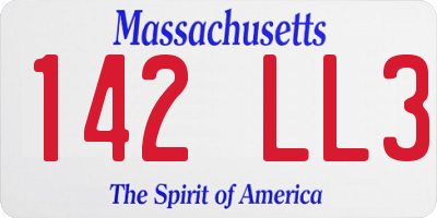 MA license plate 142LL3
