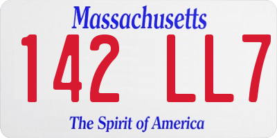 MA license plate 142LL7