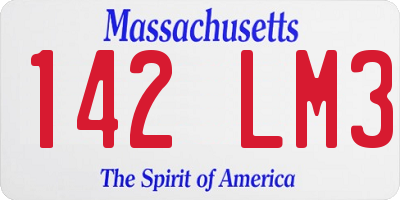 MA license plate 142LM3