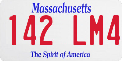 MA license plate 142LM4