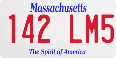 MA license plate 142LM5