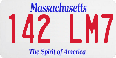 MA license plate 142LM7