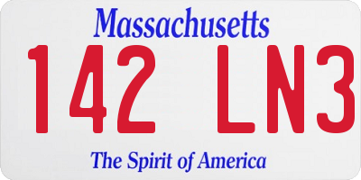 MA license plate 142LN3