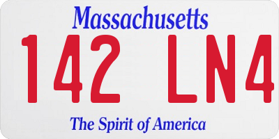 MA license plate 142LN4