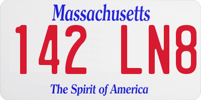 MA license plate 142LN8