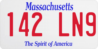 MA license plate 142LN9
