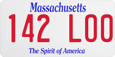 MA license plate 142LO0