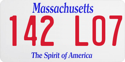 MA license plate 142LO7