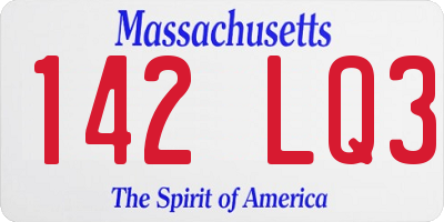 MA license plate 142LQ3