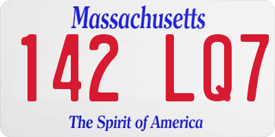 MA license plate 142LQ7
