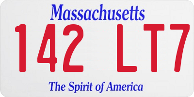 MA license plate 142LT7