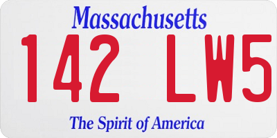 MA license plate 142LW5