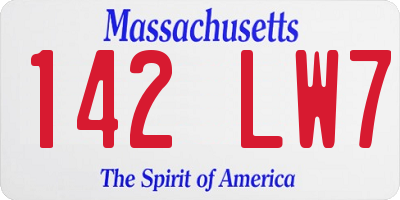 MA license plate 142LW7