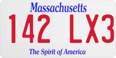 MA license plate 142LX3