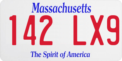 MA license plate 142LX9