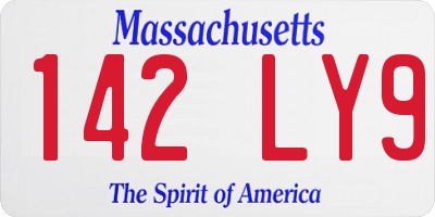 MA license plate 142LY9