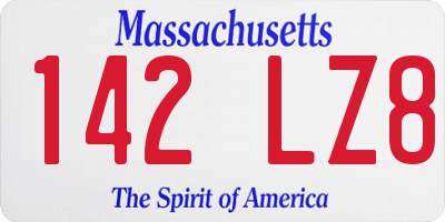 MA license plate 142LZ8