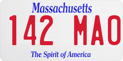 MA license plate 142MA0