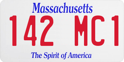 MA license plate 142MC1