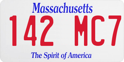 MA license plate 142MC7