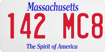 MA license plate 142MC8