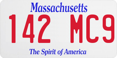 MA license plate 142MC9