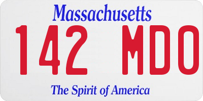 MA license plate 142MD0