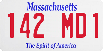 MA license plate 142MD1