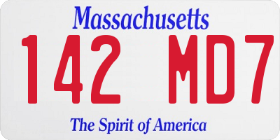 MA license plate 142MD7