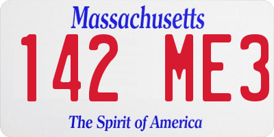 MA license plate 142ME3