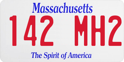 MA license plate 142MH2