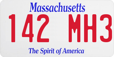 MA license plate 142MH3