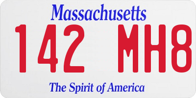 MA license plate 142MH8