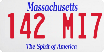 MA license plate 142MI7