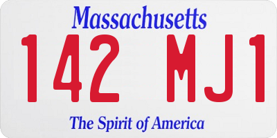 MA license plate 142MJ1