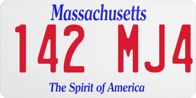 MA license plate 142MJ4