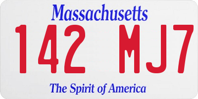 MA license plate 142MJ7