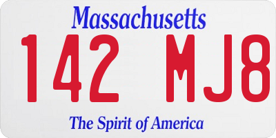 MA license plate 142MJ8