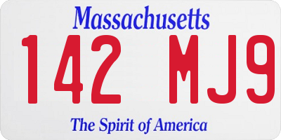 MA license plate 142MJ9