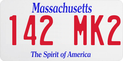 MA license plate 142MK2