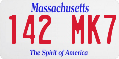 MA license plate 142MK7