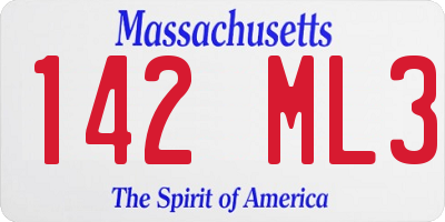 MA license plate 142ML3