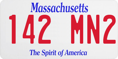 MA license plate 142MN2