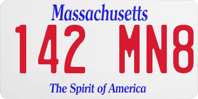 MA license plate 142MN8
